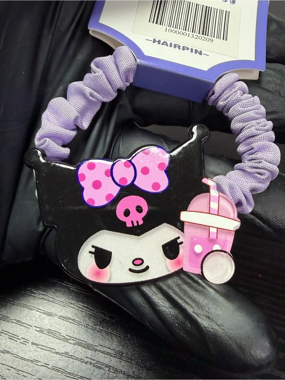 3PCS Kids Lavender Acrylic KUROMI Hair Tie Set